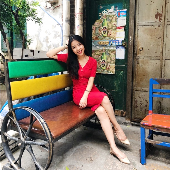 Zara red ribbed midi fitted dress - Picture 6 of 6